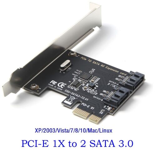 PCIe PCI Express to SATA3.0 2-Port SATA III Expansion Controller Adapter Card 6G - Picture 1 of 6