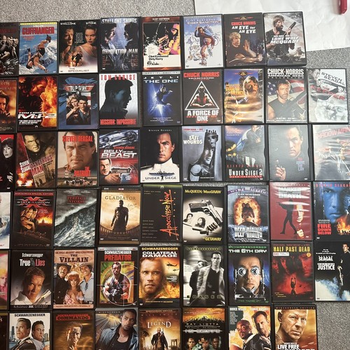 58 Action DVD Movie Lot Schwarzengger Stallone Cruise Willis Seagal Norris Smith - Picture 4 of 6