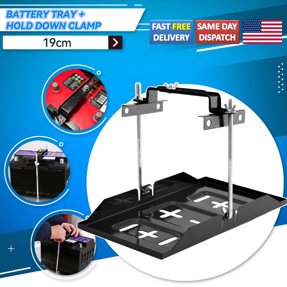 Bandeja de batería de coche ajustable + soporte de almacenamiento de batería Kits de soporte de abrazadera Foto 3 de 4