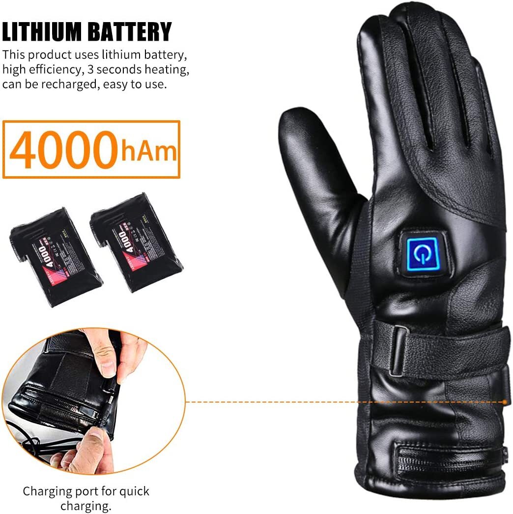 Rechargeable Leather Waterproof Thermal Warm Winter Motorcycle