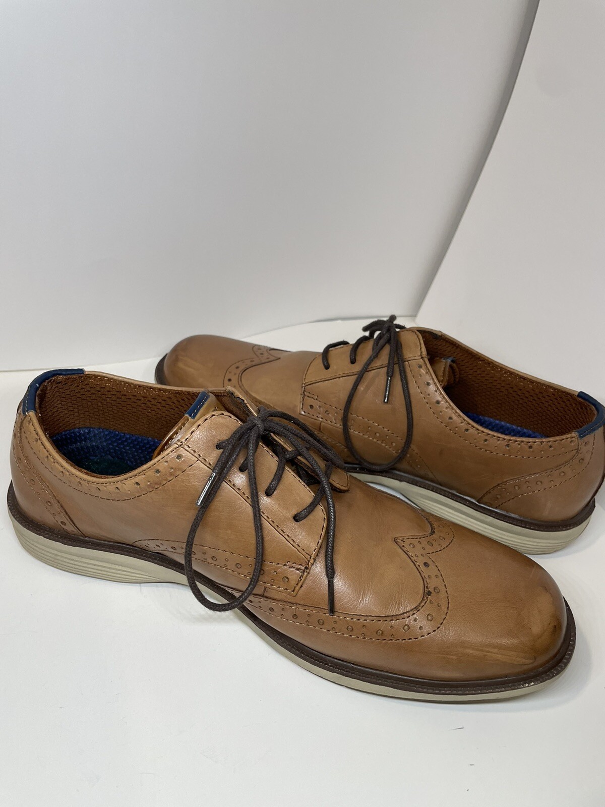 SAOLA Scarpe da uomo Nunn Bush 10M marroni in pelle tomaia comfort gel cravatta pizzo punta alare Kore