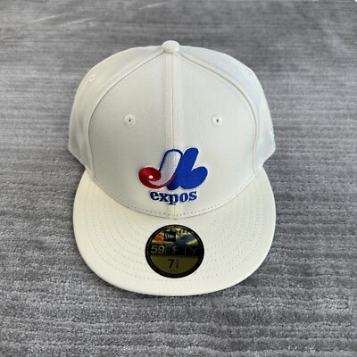 Montreal Expos Hat Cap Mens Fitted 7 1/4 New Era Beige Tan Cream Cooperstown