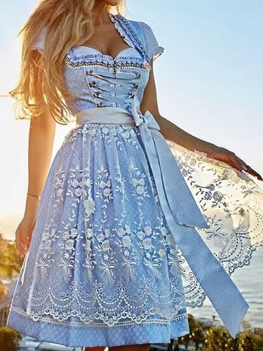 NEU Damen Dirndl Set Trachtenkleid Oktoberfest Festkleid Kleid - - Bild 7 von 31