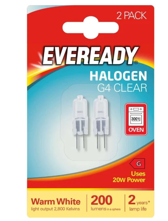4 x EVEREADY G4 Eco 20W Halogen Capsule Bulb 200 Lumens 12V Lamp Warm White - Image 2 of 4
