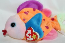 Retired TY Beanie Baby LIPS Pink Purple Orange Polka Dot Fish 1999 with Tag