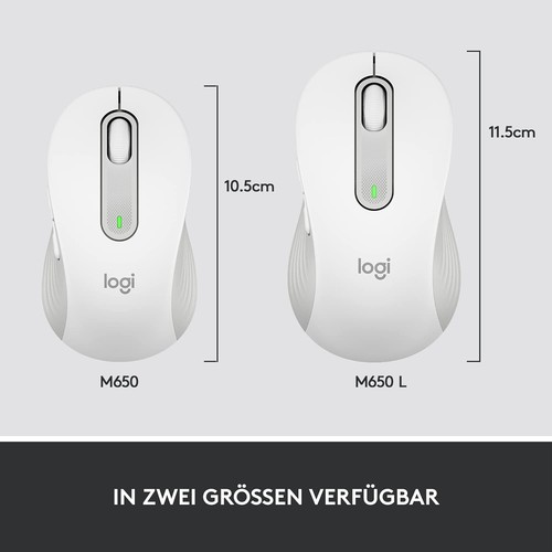 Logitech Signature M650 L LEFT  Maus Funk, Bluetooth® (LINKSHÄNDER) - WEIß- SOLO - Bild 7 von 7