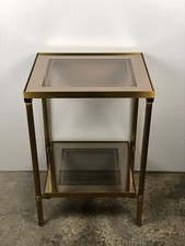 Bout de canapé / table d'appoint vintage 70'S en verre et laiton