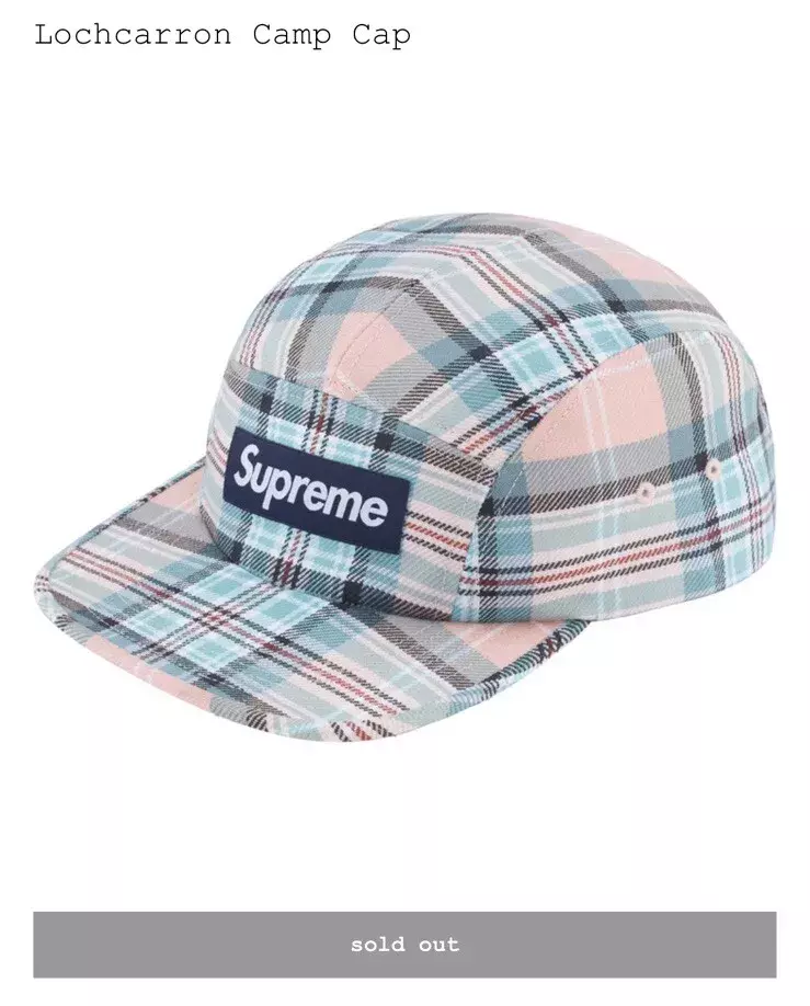 Casquette de camp neuve Supreme FW24H108 Lochcarron taille unique ROSE PLAID