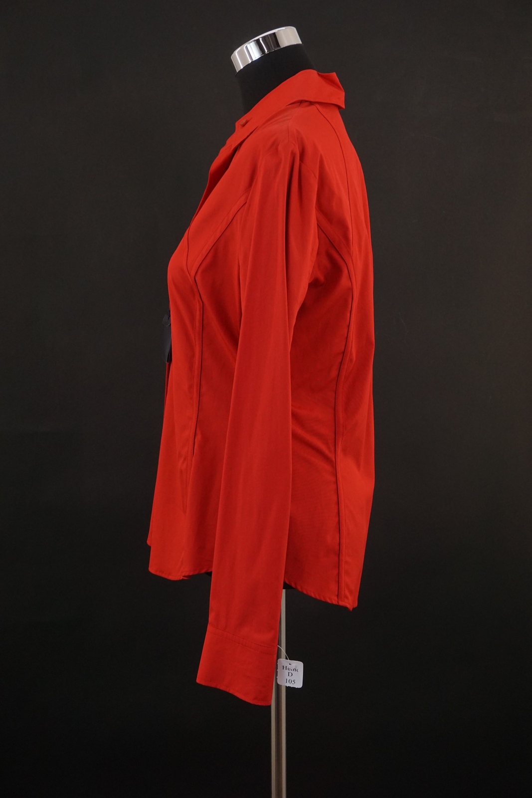 Orwell Women's Blouse 40 Uni Red Kent Collar Long Sleeve Button Cotton