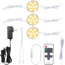 Linkable LED Puck Light Kit Wireless Remote Control Dimmable Under and Over C...