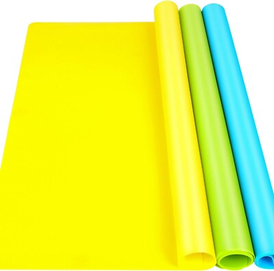 3 Pack 15.7 x11.7'' Premium Silicone Mats for Crafts Silicone Craft Playdough Mat