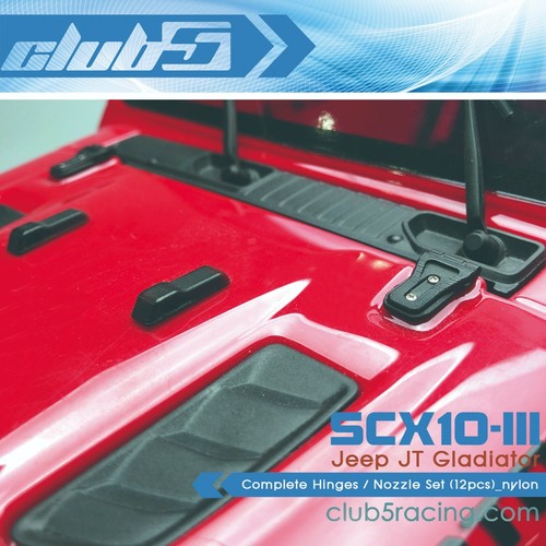 Complete Hinges / Nozzle Set (12 pc) for SCX10 III Jeep JT Gladiator (SLS Black) - Picture 8 of 9