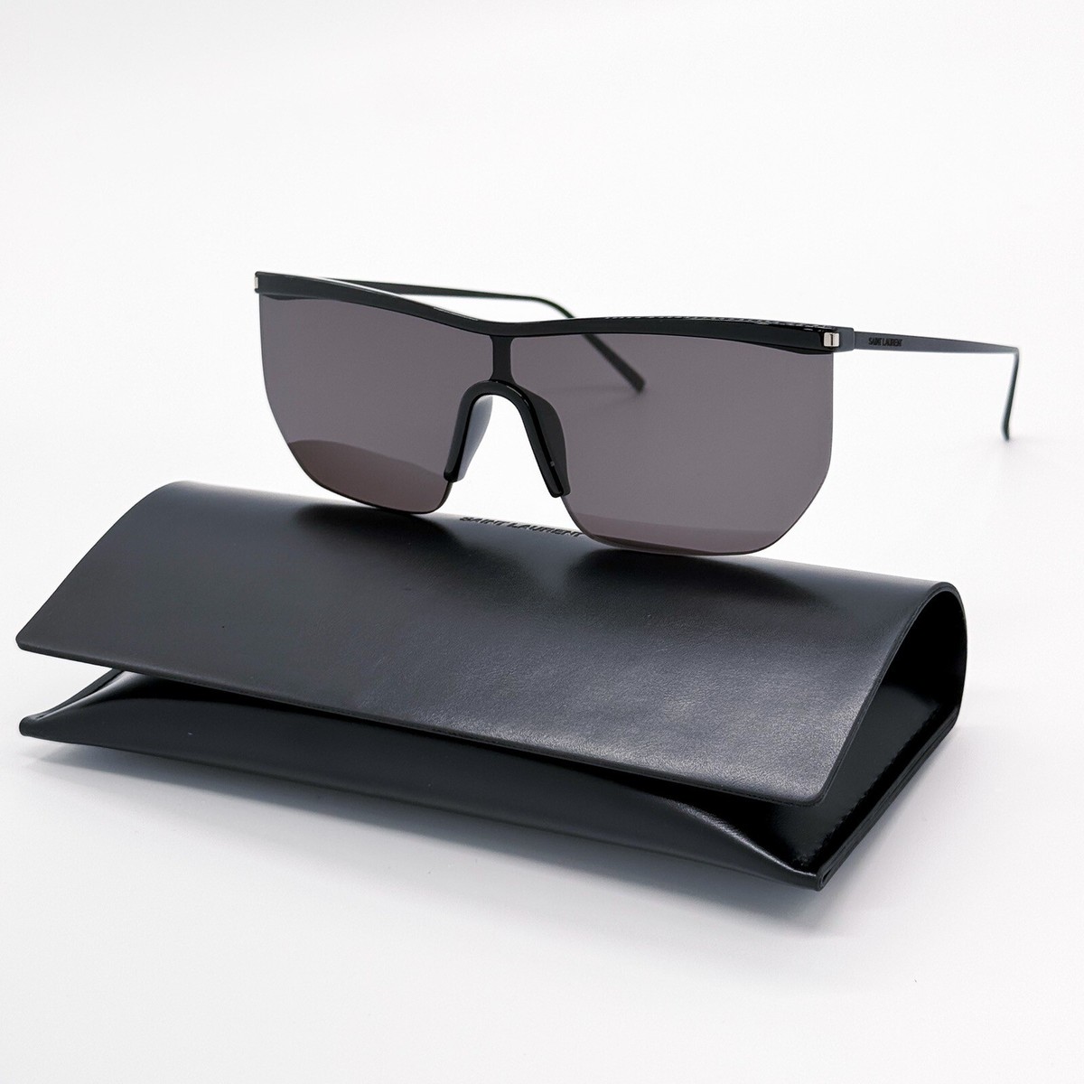NEW SAINT LAURENT SL 519 MASK 001 OVERSIZED BLACK GREY WOMEN