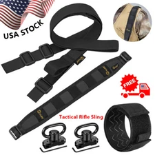 Tactical 2 Point Rifle Sling Adjustable Gun Strap w/ Shoulder Pad & MLOK Swivels