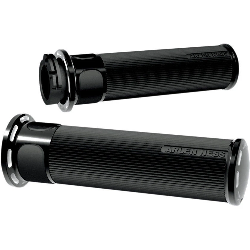 Arlen Ness 07-301 Black Slot Track Fusion Grips For Harley Dual Cable Throttle