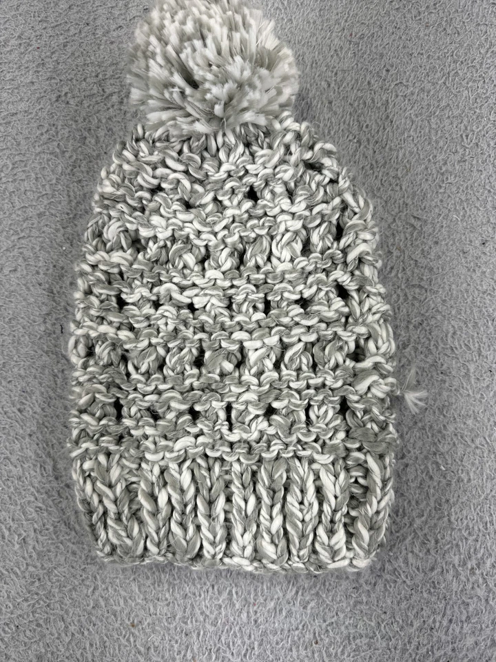 American Eagle Beanie Toque Adulto Talla Única Gris Blanco Tejido POM Acrílico Nylon Foto 2 de 4