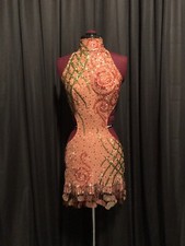 Lenique Latin Rhythm Ballroom Competition Costume Dress US Size 4-8