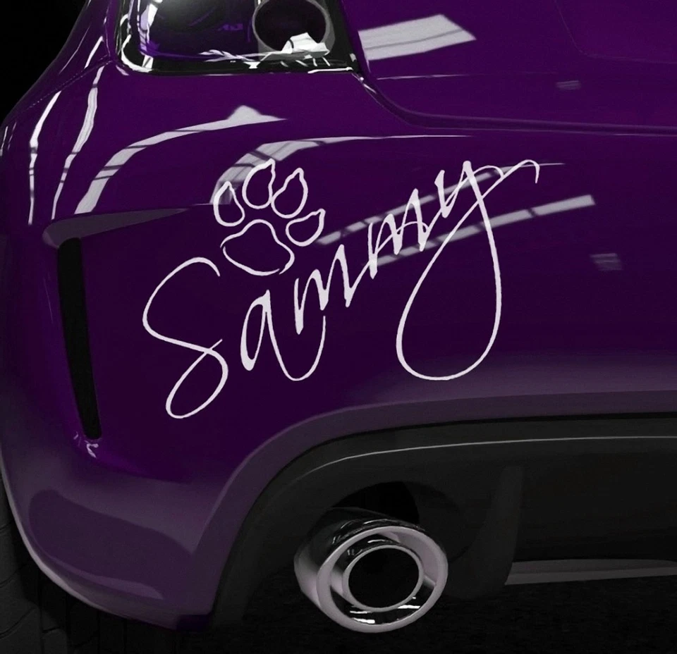 Hundeaufkleber Wunschname mit Hundepfote | Auto Aufkleber Hunde | Mischling - Bild 2 von 4