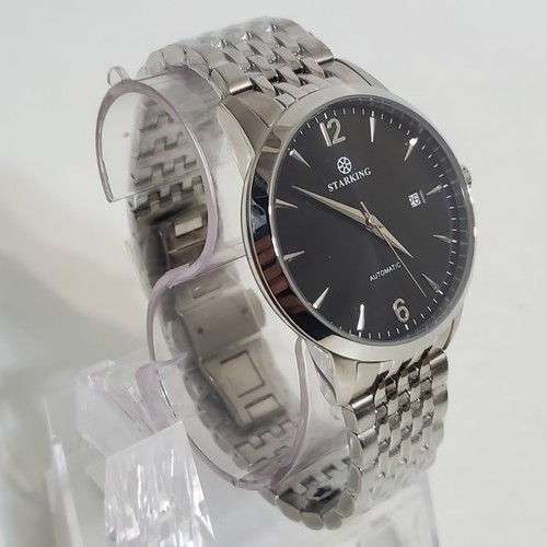 STARKING AUTOMATIC BLACK WATER RESISTANT SAPPHIRE CRYSTAL MEN'S WATCH NEW IN BOX - Picture 3 of 10