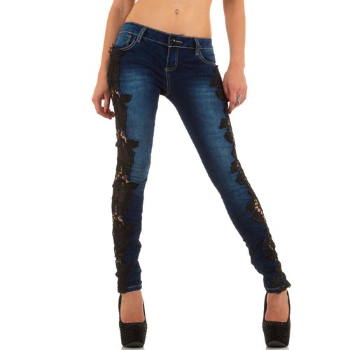 Jeans Donna Ricamati Pantaloni Stretti Skinny Denim Ricamo Laterale Nero  Sexy | eBay