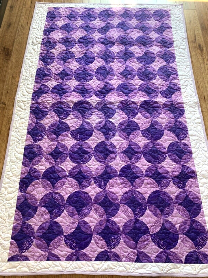 Handmade Cotton Quilt Purple Twin size 76X48" Made in Canada RoadRunner Quilting — 第 2/4 张图片