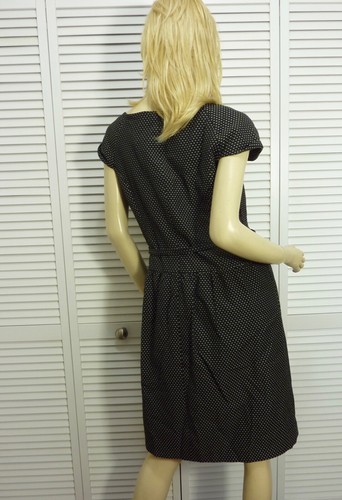 NWT $99 Evan Picone Dress 14 K/L Scoop Neckline Gathered Skirt Black/Natural - Picture 4 of 10