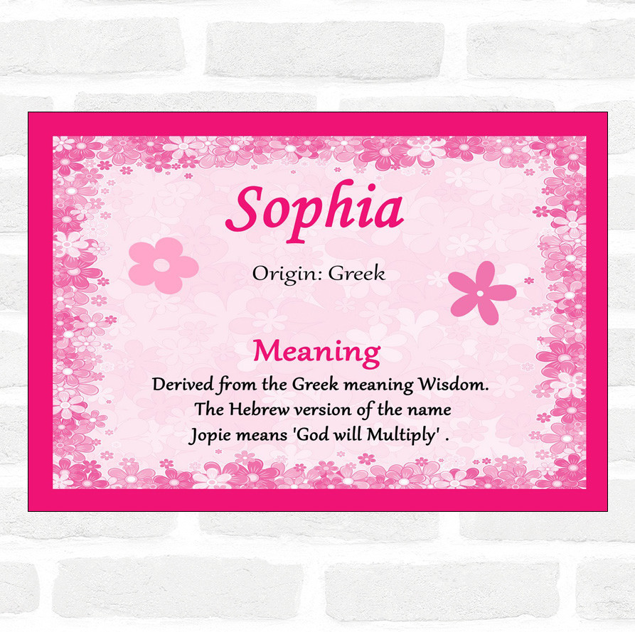 Sophia Name Meaning Pink Certificate | eBay