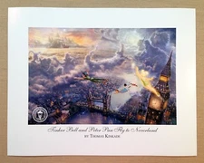 Kinkade Open Ed DISNEY print Tinkerbell and Peter Pan Fly to Neverland Imperfect