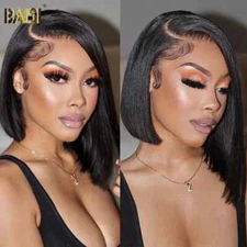 Short Bob 13x4 Bob Lace Front Wigs Pre-Plucked Natural Color Human Hair Wigs