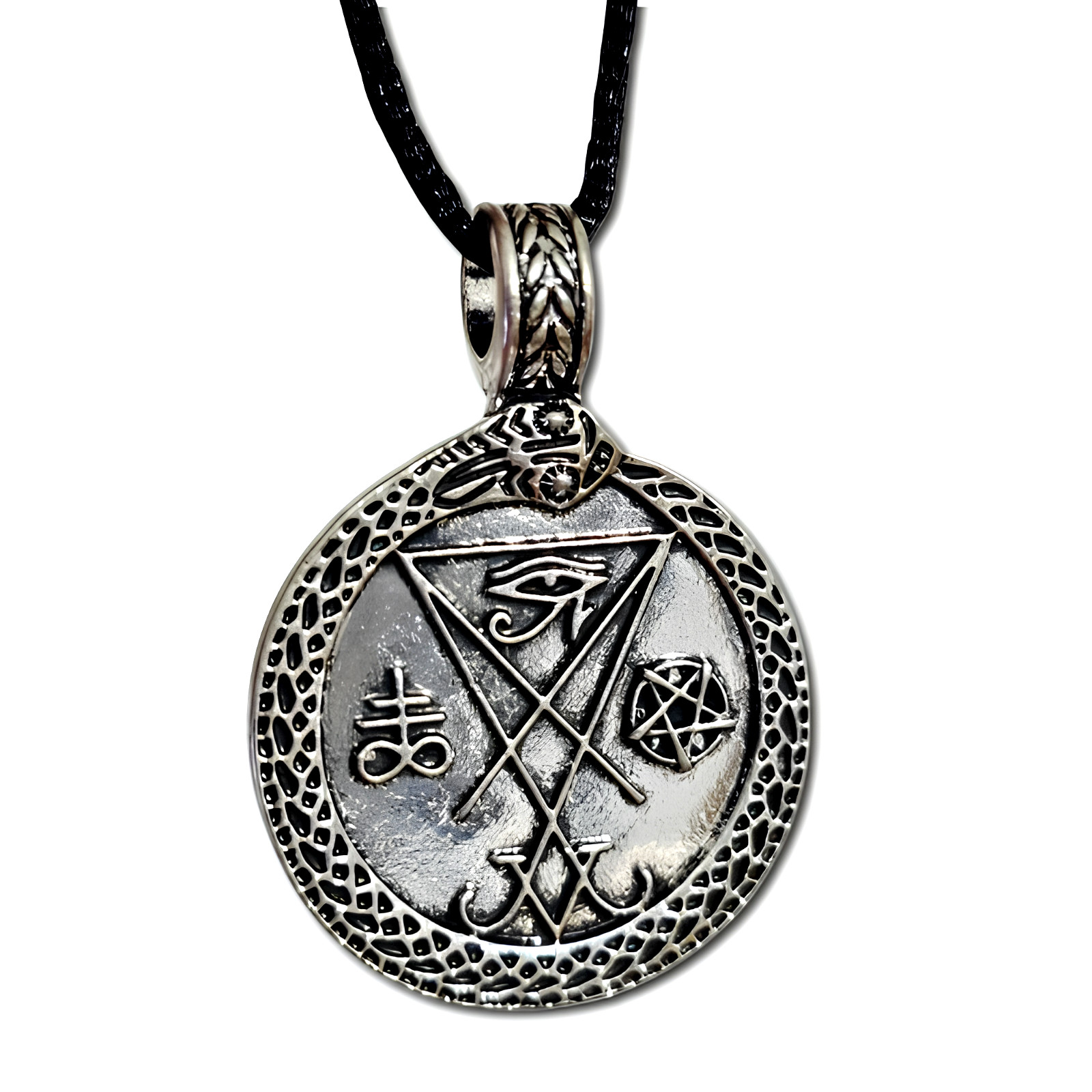 Sigil of Lucifer Pendant Ouroboros Eye Horus Occult Necklace Esoteric Talisman