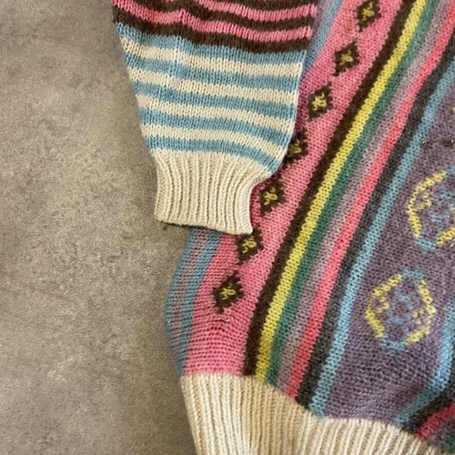 Vintage Hand Knit Jumper Womens Small Knitted Wool Icelandic Sweater, Pink - Picture 5 of 11