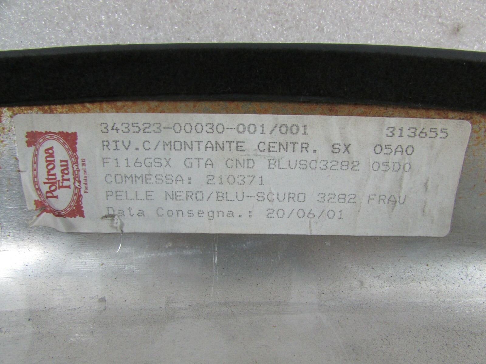 Ferrari 456, LH, Left B-Pillar, Blue, Used, P/N 65565500