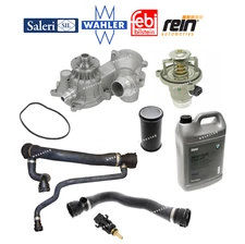 Water Pump Thermostat Upper Lower Hose Sensor Coolant Kit OES For BMW 545i 645Ci