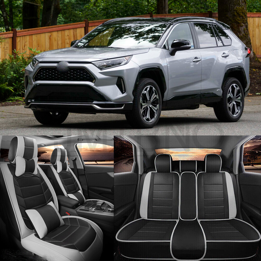 For 2019-2022 Toyota RAV4 Car Seat Covers Seat Front &Rear Full Set PU  Leather
