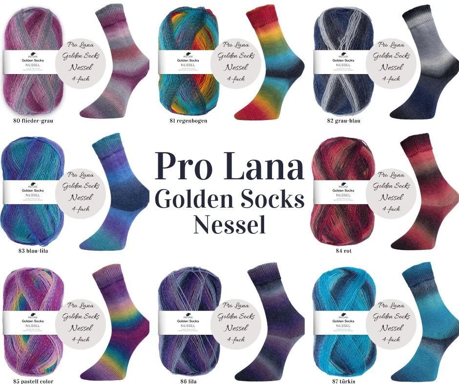 "Pro Lana Golden Socks Nessel" 100g Sockenwolle Strumpfwolle 4fach