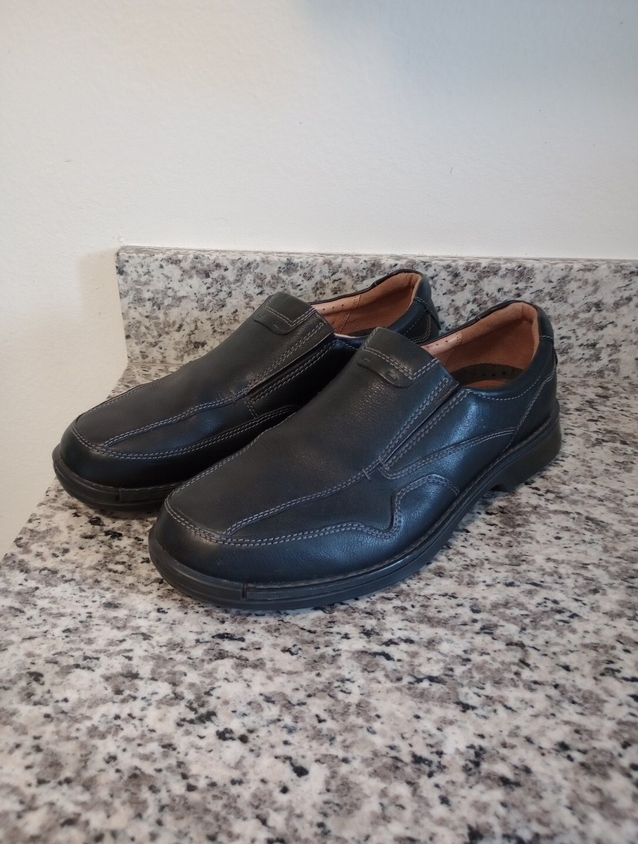 ECCO Black Leather Slip-On Oxford Style Casual Shoes Men Size 11