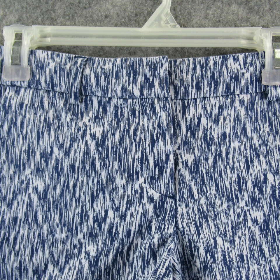 Pantalones Cortos Willi Smith Mujer 4 Azul Blanco Frente Plano Tiro Medio Bolsillos Cortados Algodón  Foto 2 de 4