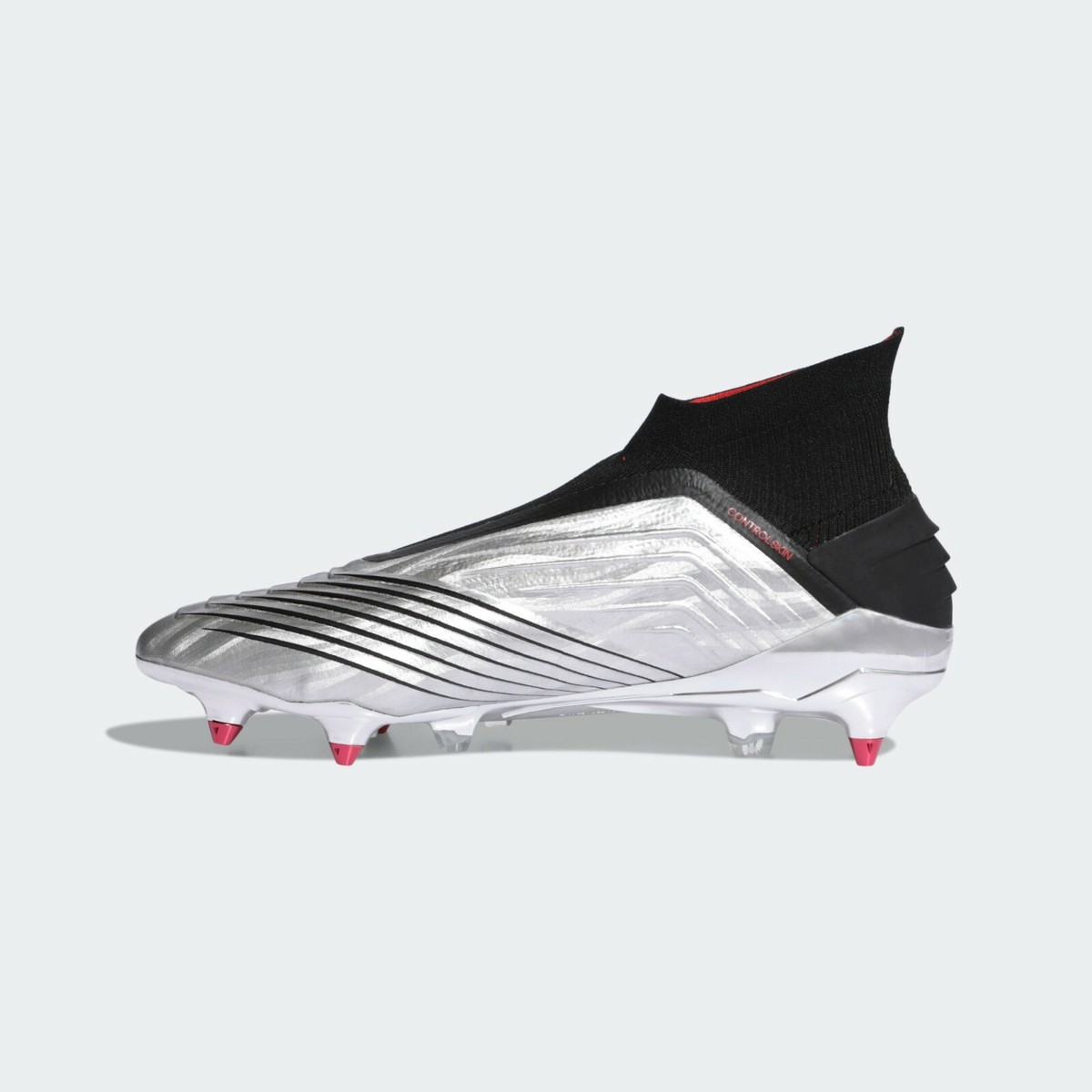adidas Predator 19+ SG Mens Football Boots Silver Black SIZE adidas Predator 19+ SG Mens Football Boots Silver Black SIZE