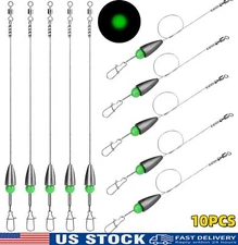 THKFISH 10PCS Carolina Ready Rigs Steel Fishing Leaders with Bullet Fish Weights