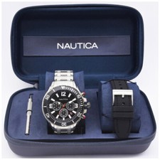 Orologio Uomo Nautica Special Box Cronografo Doppio Cinturino Gomma e Acciaio