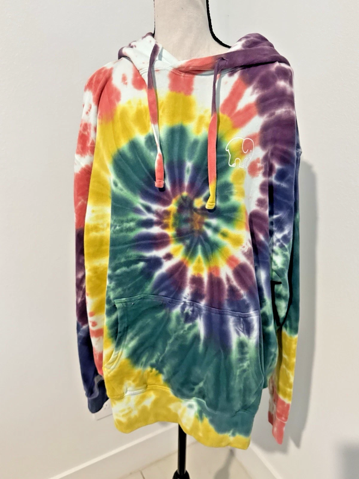 OFF WHITE NUOVA felpa con cappuccio avorio Ella arcobaleno tinta unita grande 100% cotone