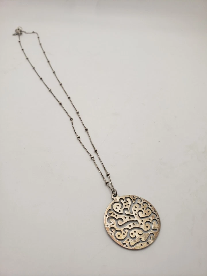 Collar Colgante Disco Redondo Filigrana Silpada Plata Esterlina CORTADO ARRIBA N2328  Foto 3 de 4
