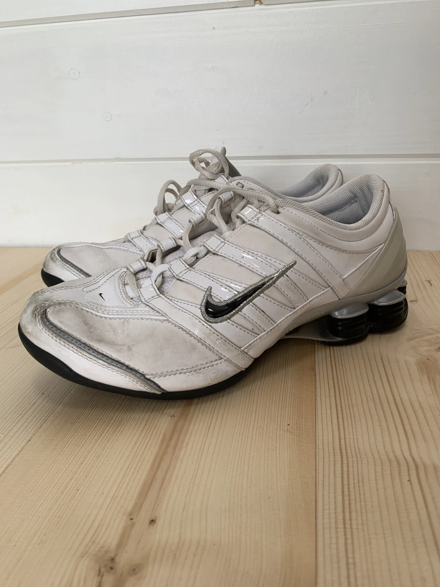 Nike Shox Leather Trainers 333485 101 White Silver Grey Pink UK4.5