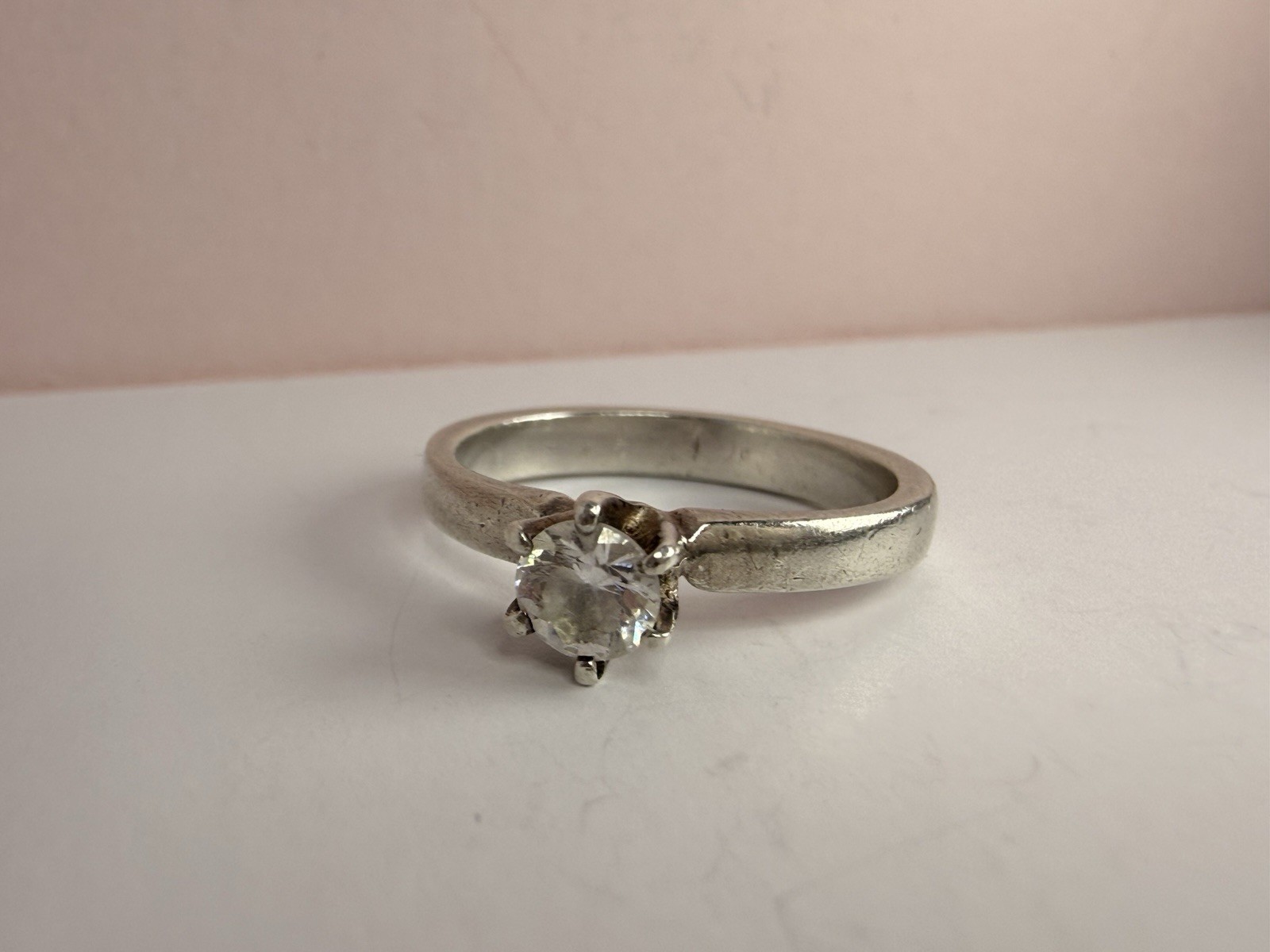 925 Sterling Silver Solitaire Ring Round Clear St… - image 2