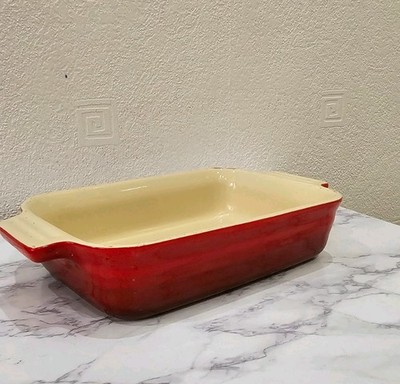 Le Creuset Steinzeug Backform 7x5 Zoll feuerrot abgeplatzt