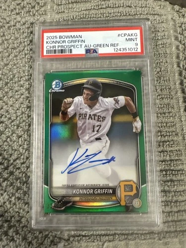 2025 Bowman Chrome Prospect Konnor Griffin Green Refractor  Auto /99 PSA 9