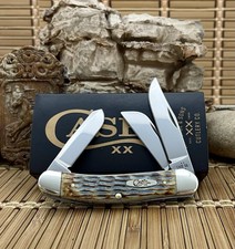Case XX USA Pocket Worn Hand Fired Crandall Jig Gray Bone Sowbelly Pocket Knife