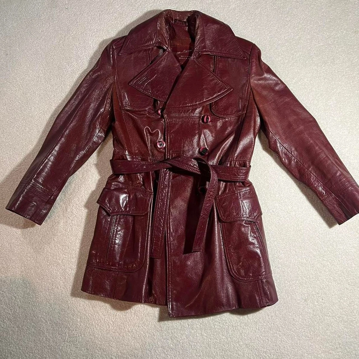 Vintage Leather Trench Coat In Vintage Outerwear Coats & Jackets
