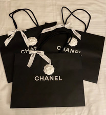Chanel Black Large Shopping Gift Bag Camellia Ribbon 17"x 13' x 6" Authentic