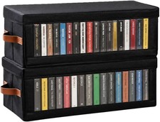 CD Storage Box, CD Case Holder with Clear Window and Handles, Media Organizer